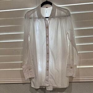 Free People White Button-Up Blouse